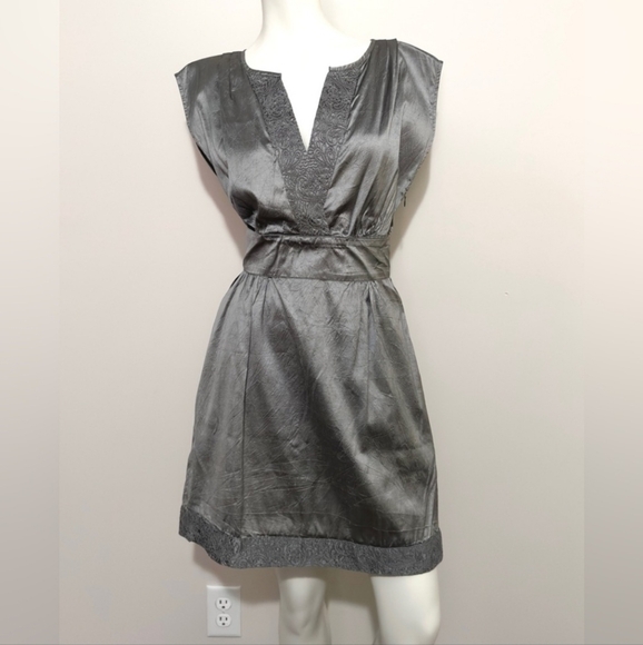 Calypso St. Barth Dresses & Skirts - NWT 100% Silk Calypso St. Barth Silk Metallic Gray Mini Dress Size S